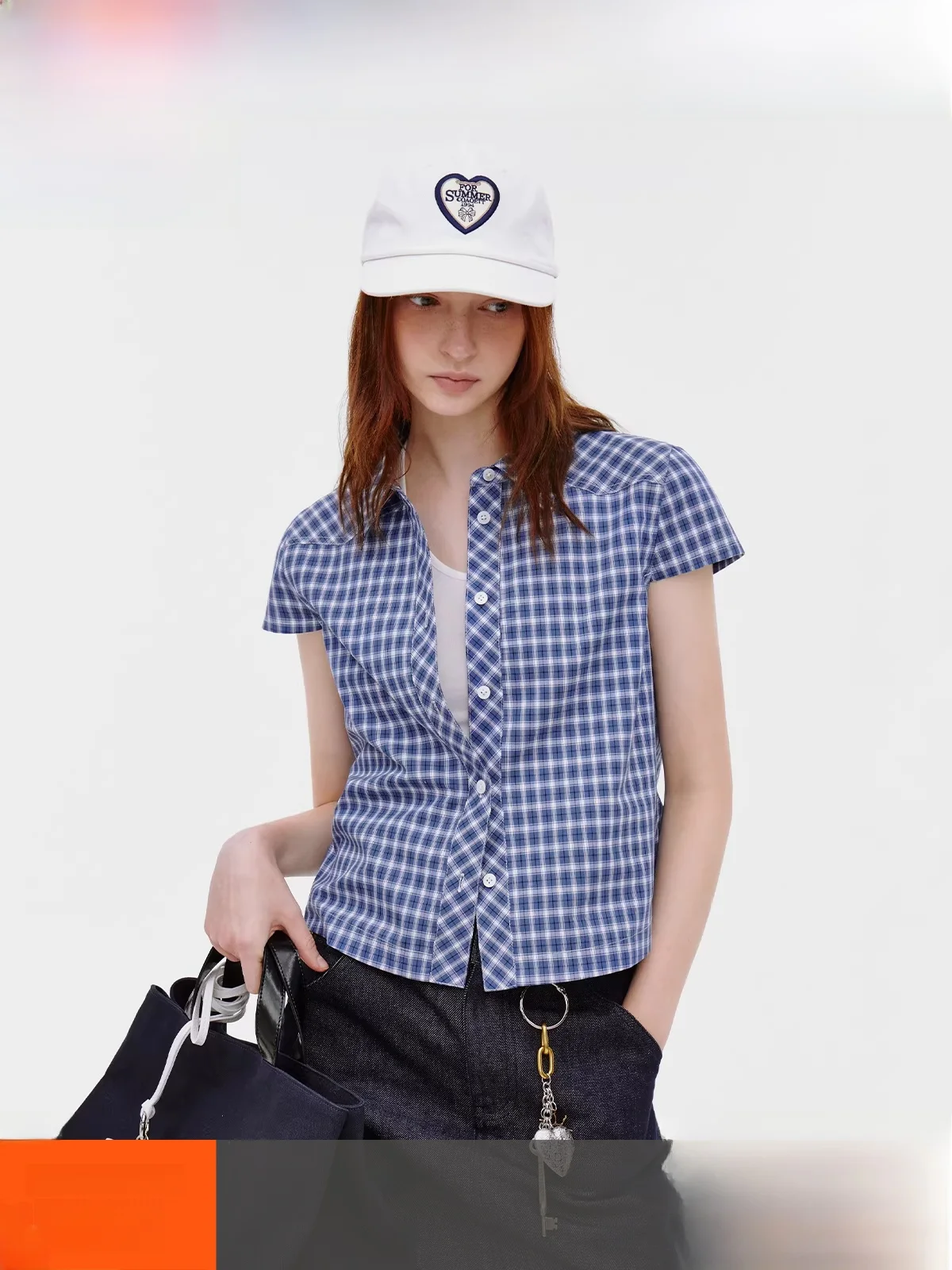 

Fano Summer Cooln Salt Series Women's Casual ort Sve irt Loose Fit Korean Sle Cotton Blend Cheered Pattern