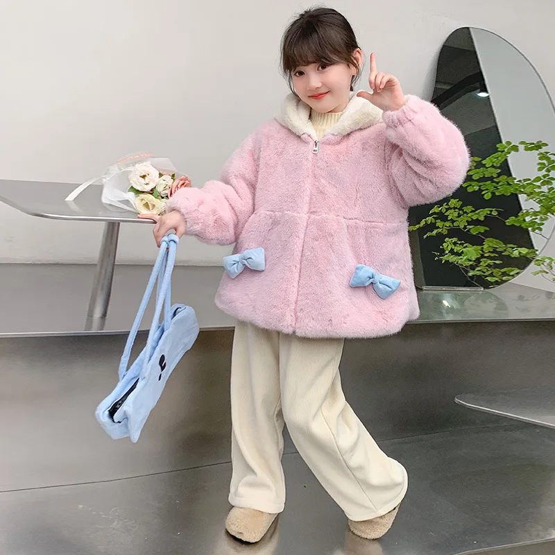 Kawaii inverno cinnamoroll crianças jaqueta de pelúcia com capuz anime sanrios dos desenhos animados menina moda doce quente pele de vison casaco com capuz ao ar livre