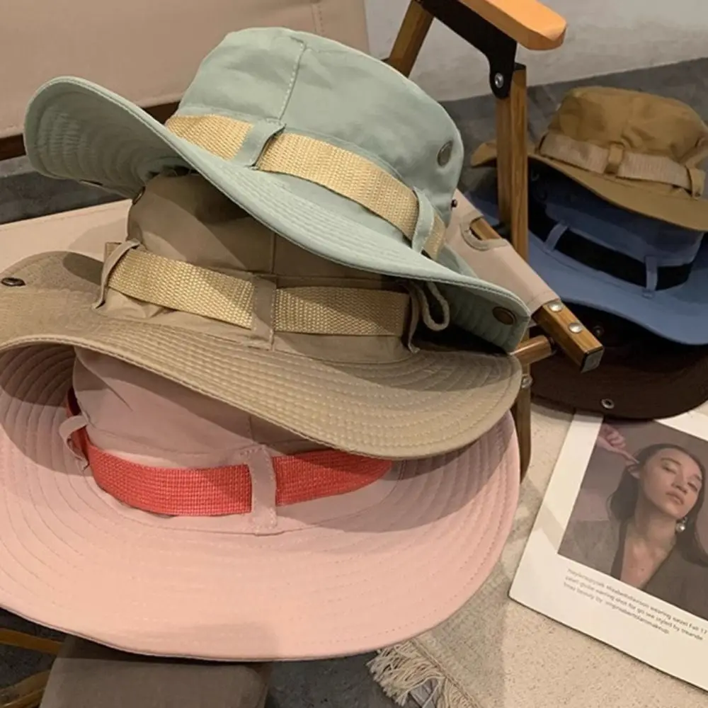 قبعات شمس بلون سادة من البوليستر بحافة واسعة قابلة للتعديل، قبعة شمس كبيرة للحماية من الأشعة فوق البنفسجية، قبعة دلو بحافة واسعة سريعة الجفاف #2