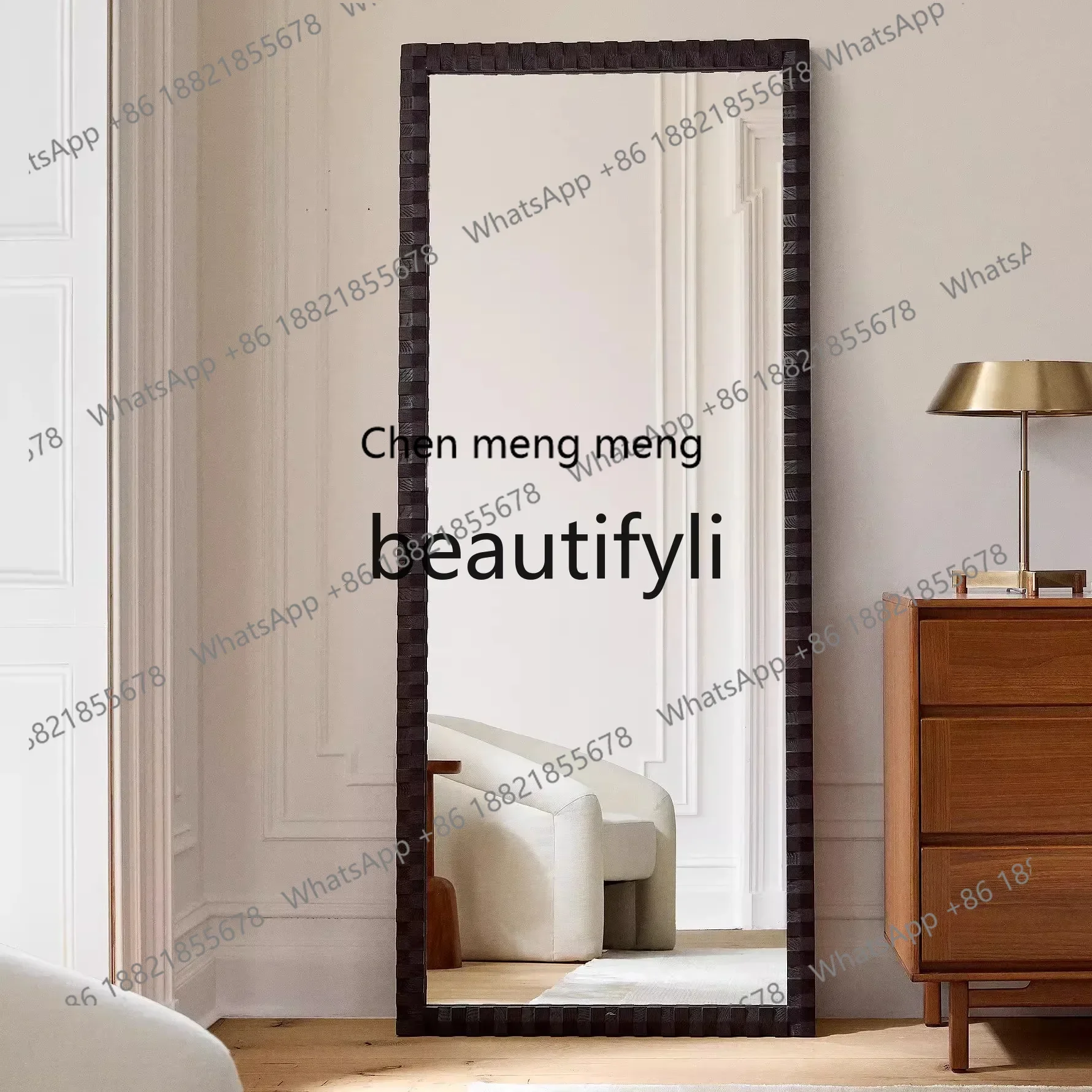 

Full-length mirror Home living room Bedroom New Chinese full-length mirror Clothing store, French floor-to-ceiling mirror CQY