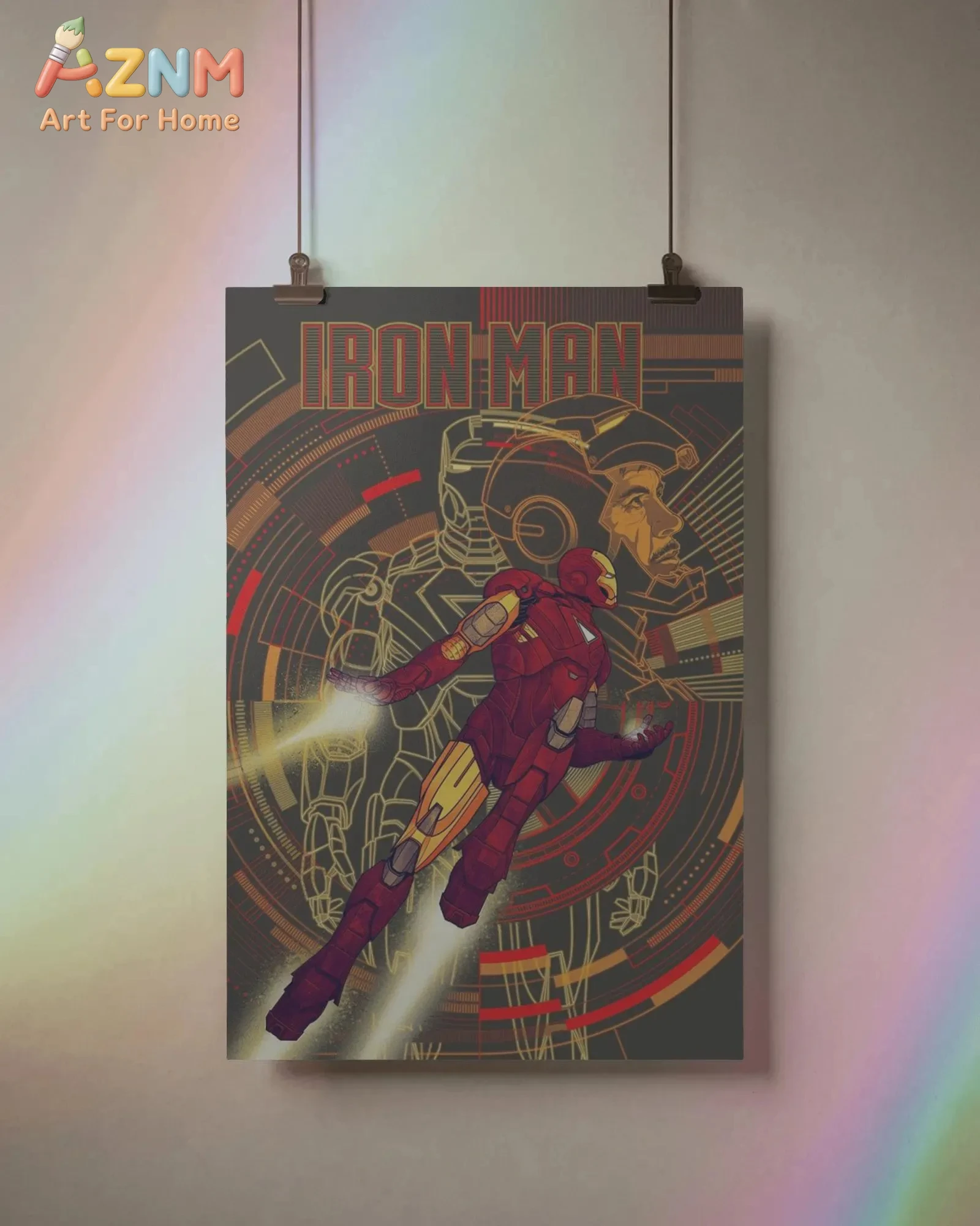 Iron Man Art Print - Tony Stark Avengers Movie Poster, Retro Marvel Superhero Wall Decor, Aesthetic MCU Fan Gift