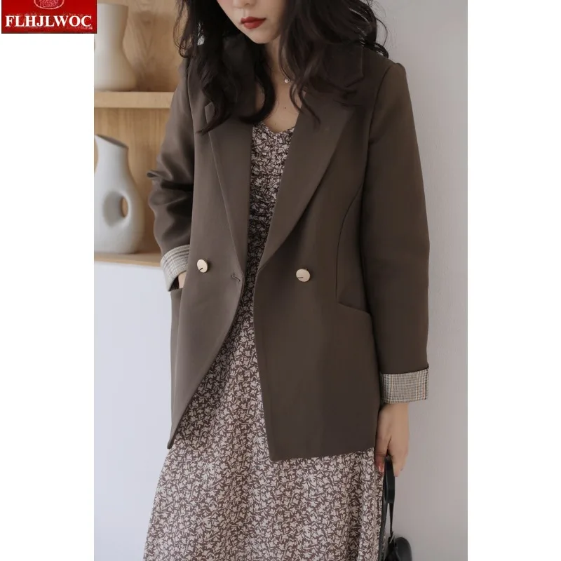 Autumn Chic Korea Design Blazers Coats High Street Women Fashion Cute Elegant Office Lady Button Notched Jackets Blazer