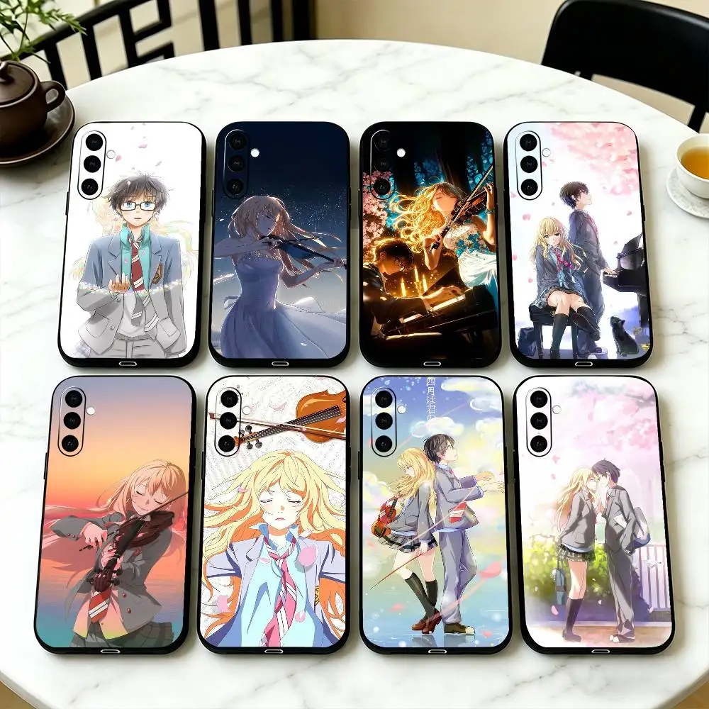 Anime Your L-Lie in April  Phone Case Black Silicone Soft For Samsung Galaxy A73,A72,A71,A70,A53,A52,A51