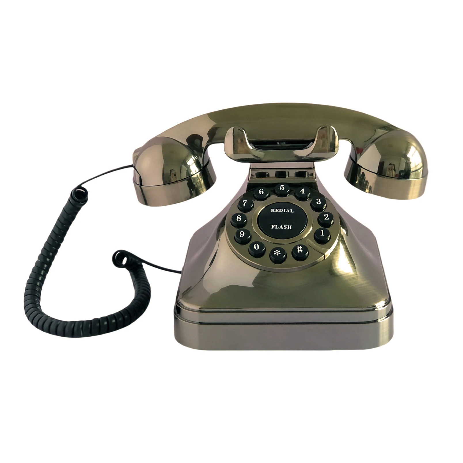 Teléfono retro, teléfono fijo con cable, teléfono vintage de los años 80, teléfono analógico de moda antigua para person