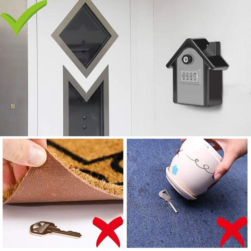 Caixa de armazenamento contra-roubo com código de combinação de 4 dígitos, cofre chave fixado na parede, grande