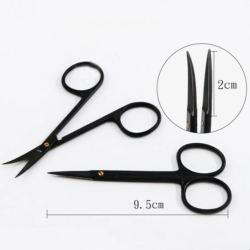 

Double Eyelid Express Scissors Tungsten Carbon Steel Black Handle Porcelain Removing Thread Scissors Beauty Fine Tissue Small Sc