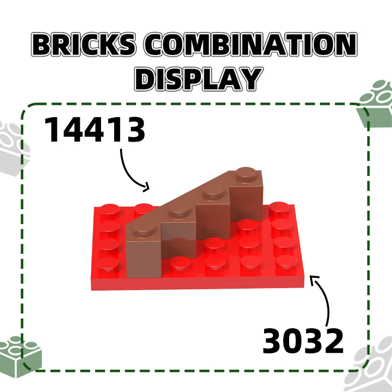 47Pcs/Lot 14413 4x4 Wedge Facet Building Blocks Moc House Accessories Compatible with Brick Construction Children Toys Gift Box