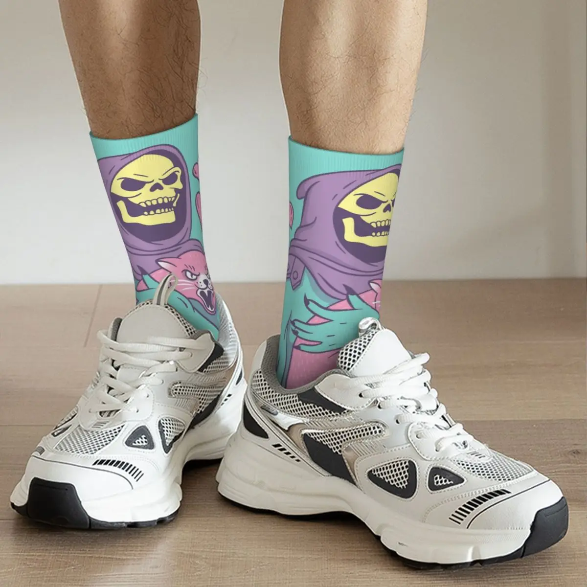 Funny Happy compression Socks Skeletor\'s Cat Retro He-Man and the Masters of the Universe Battle Cat Anime Casual Crazy Sock