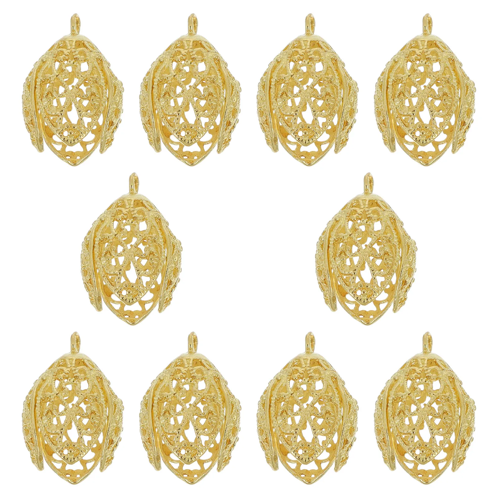 10Pcs Copper Alloy Hollow Four-Petal Flower Pendants Charms for DIY Jewelry Making Necklace Bracelet Earring Keychain Anklet