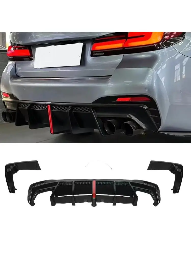 Heckstoßstangen-Diffusorlippe in Hochglanz-Schwarz, unterer Spoiler-Schutz für BMW 5er G30 G31 G38 520i 530i M550i 2017-2023 M Sport