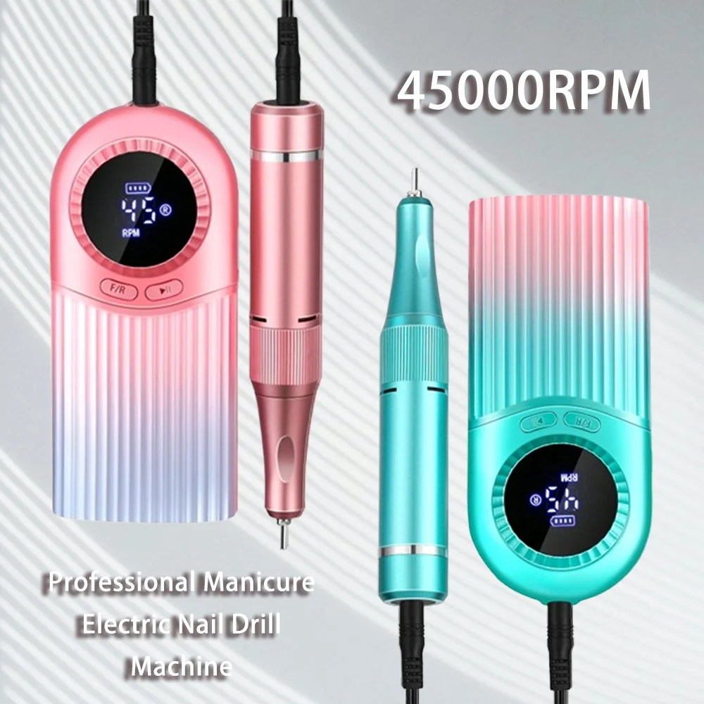 

45000Rpm Manicure Electric Nail Drill Machine HighSpeed Professional Rechargeable Nail Drill for Home Salon Gel Nails Polishing