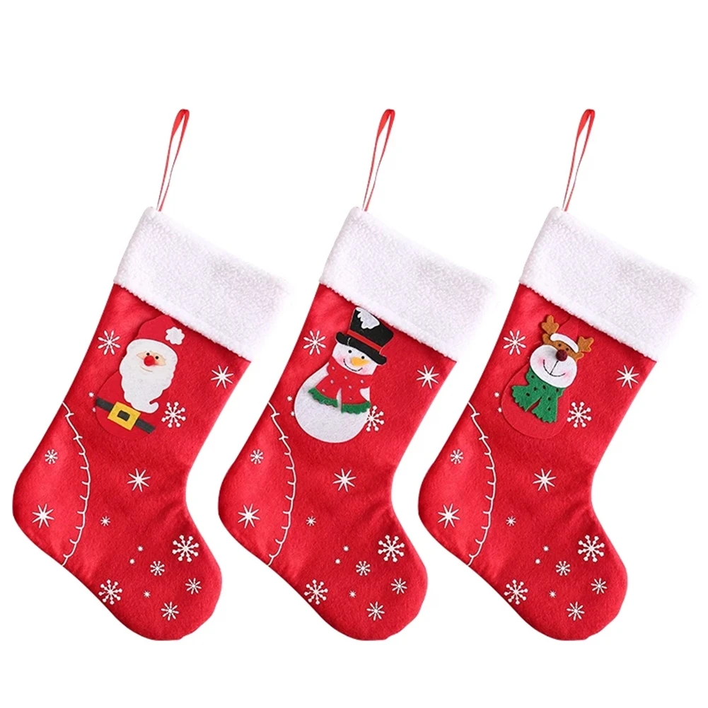 4/2pcs New Christmas Socks Hanging Ornament Christmas Tree Decorations Snowman Santa Elk Socks Gloves New Year Home Decorations