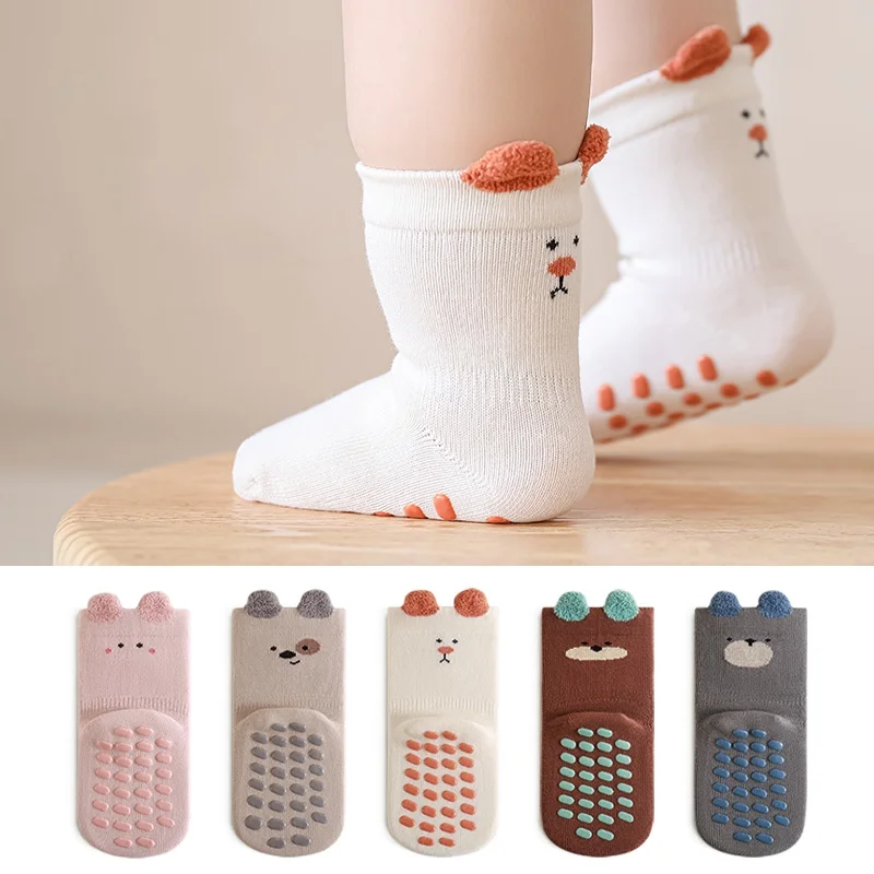 Children's Socks For Girls Boys Cotton Fashion Autumn Winter Kids Boy Girl Sock Cute Soft Baby Toddler Home Sock Anti Slip 3-5Y