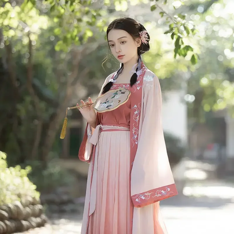 Hanfu Dress Printed Chinese Traditional Dress Pearl Decoration Fairy Dress Colorful Chinese Clothes