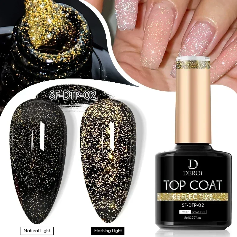 Hot Glitter Flash Top Coat UV Gel No Wipe Top Coat Gel Rubber Base Coat Soak Off Manicure Semi Permanent Clear Nail Gel Polish