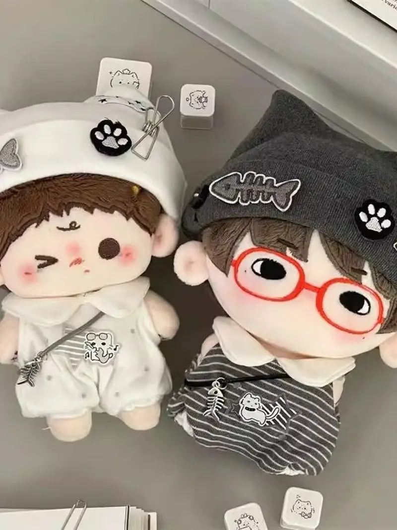 10cm Cotton Doll Clothes Black And White Kitten Costume Set Super Cute Punk Cat Style No Attribute Doll Replacement Outfit