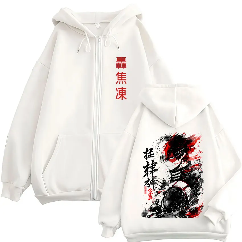 Anime My Hero Academia Shoto Todoroki Reißverschluss-Hoodies Herrenbekleidung Mode Langarm-Kapuzenpullover mit Reißverschluss Mäntel Jacken – Detail 4