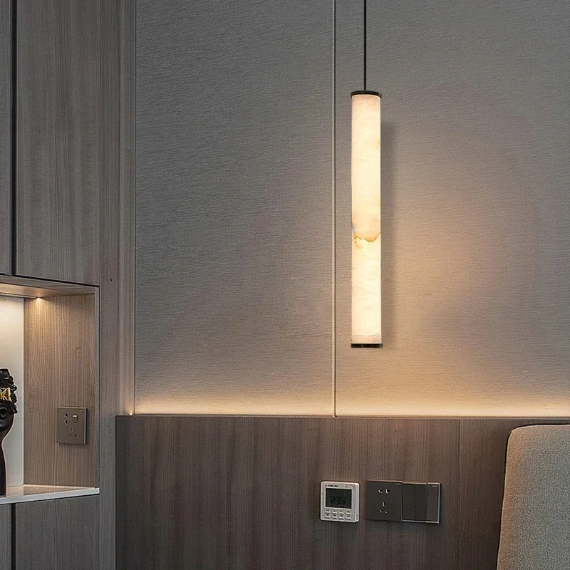 

Natural Marble Pendant Light Hotel Restaurant Porch Hallway Copper LED Ceiling Chandelier Living Room Bedisde Porch Led Lights