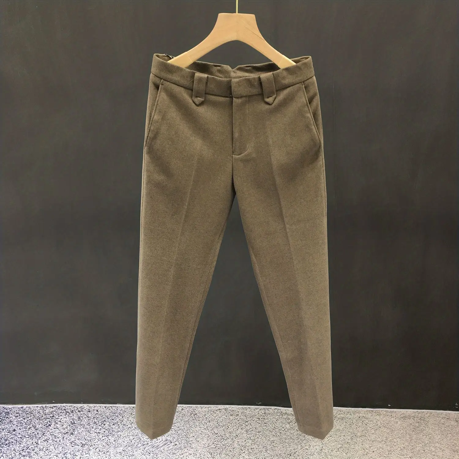 Autumn and Winter Men's Woolen Straight-leg Small Trousers Worn and Slim Casual Versatile Trendy Pants Mens Clothing Pants Men