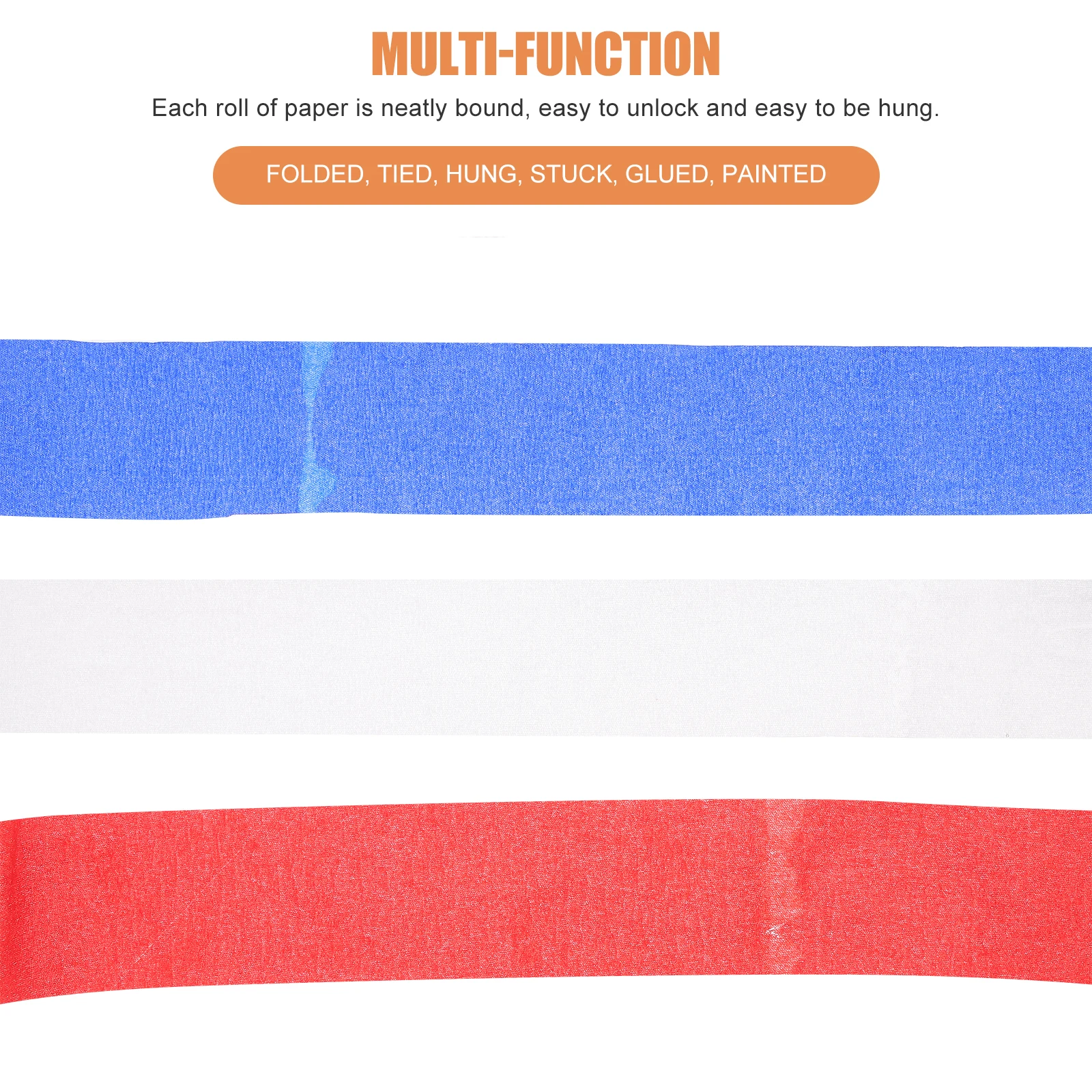 

6pcs Colored Crepe Paper Streamers Red White Blue Party Decorations Wedding Banner Crepe Paper Roll Streamer Craft Kit