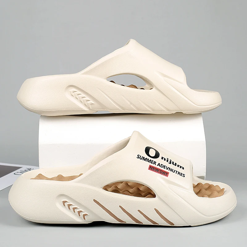 

YRZL Big Size Sandals Men's Slides Comfortable Slippers Outdoor Lightweight Beach Shoes Soft Sole Anti-Slip Big Size Sandals