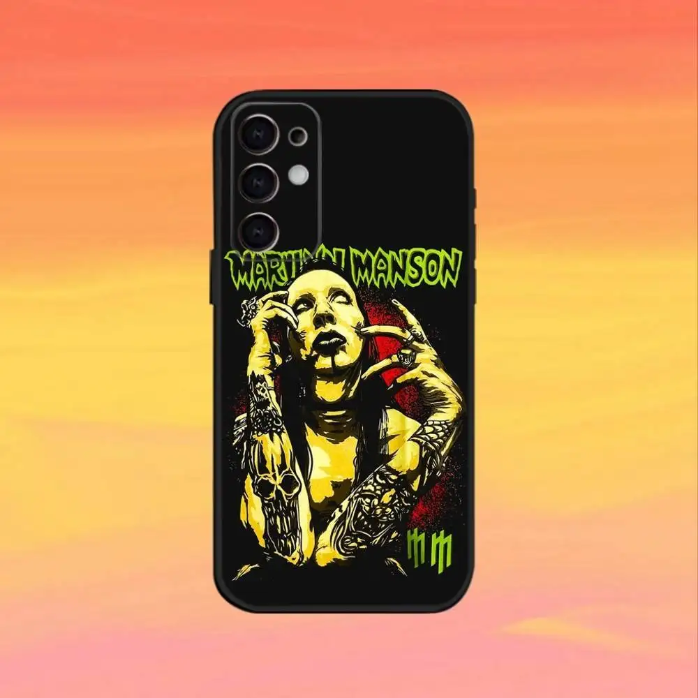Funda de teléfono Singer M-Marilyn M-Manson para Samsung S25,S24,S23,S22,S21,S20,Plus,Fe,Lite,Otros cubierta negra