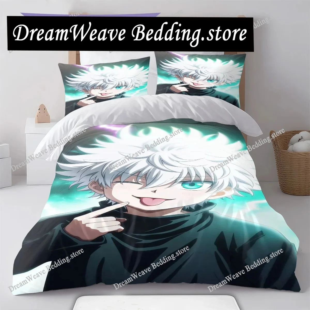 

Hunter x Hunter Killua Zoldyck Anime Bedding Set Duvet Cover Polyester Soft Bed Linen Set