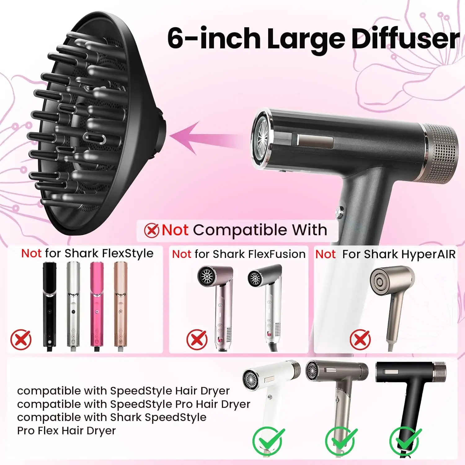 Large 6In Hair Dryer Diffuser Attachment for SpeedStyle, Speed Style Pro/Pro Flex Hair Dryer, Upgraded Bigger Diffuser