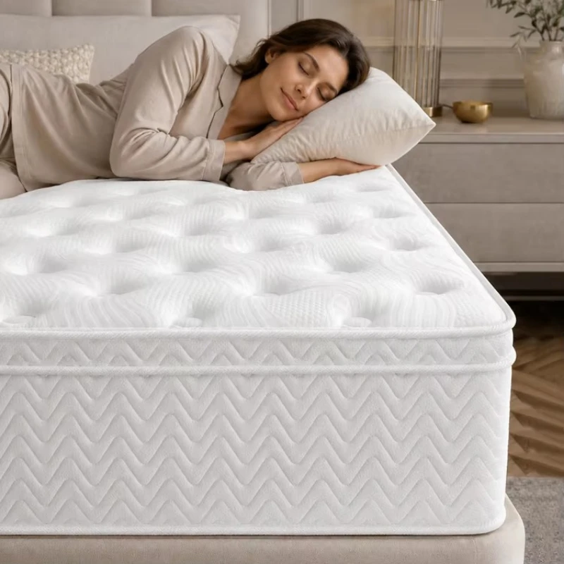 Apartment bedroom with its own brand independent bag spring mattress, large double bed size