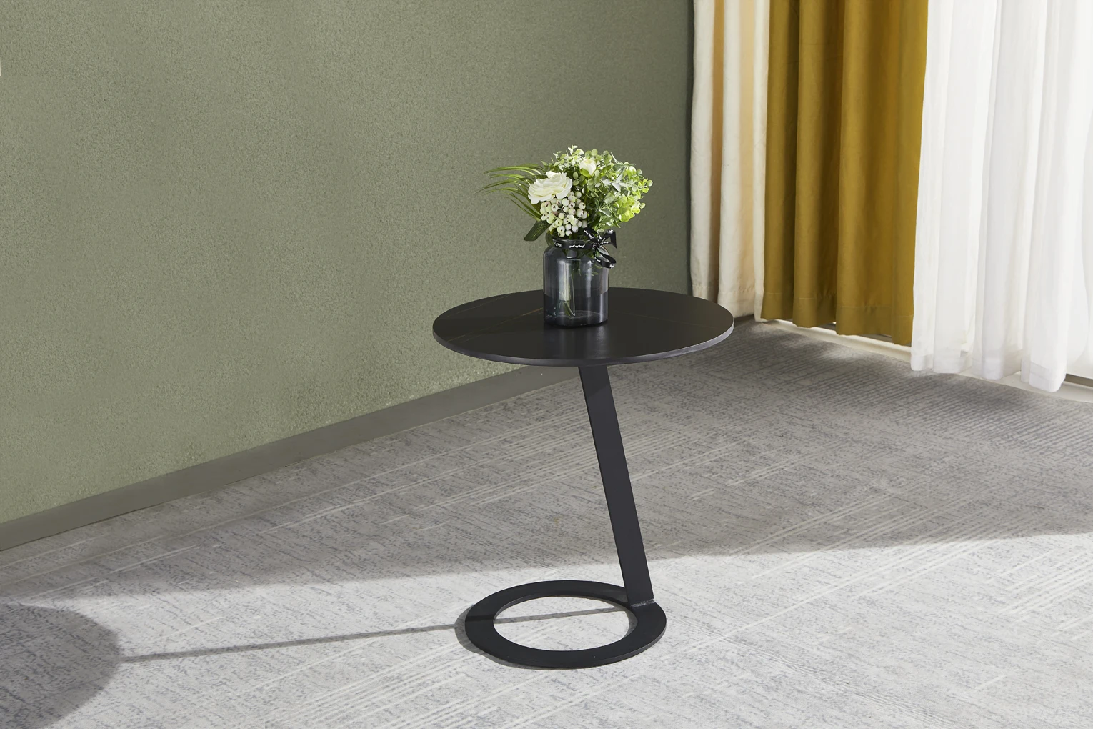 Afternoon Tea Coffee Table Nordic Design Black Round Coffee Table with Round Table Base
