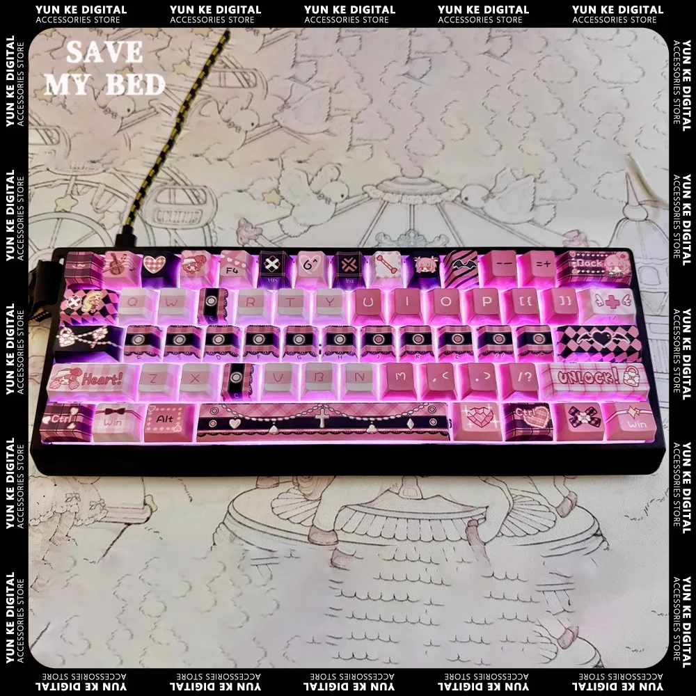 

Anime MOA Profile Keycaps 142 Keys Customization PBT Kawaii Keycaps Dye-Sub Cute Mechanical Keyboard Keycap Sets MX Switch Gifts