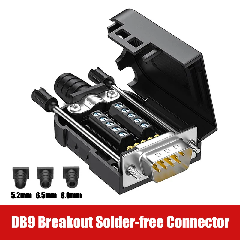 DB9 Connector Solder-free D-SUB RS232 RS485 RS422 9 Pin Plug Connectors Transfer-free Male Female Breakout Terminal Adapter