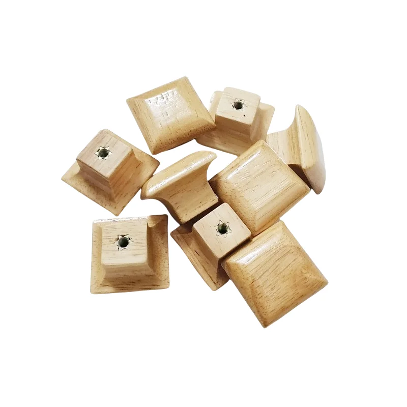 

Nordic Wood Knobs Square Shape Wooden Pulls Wardrobe Cabinet Handle Drawer Pulls