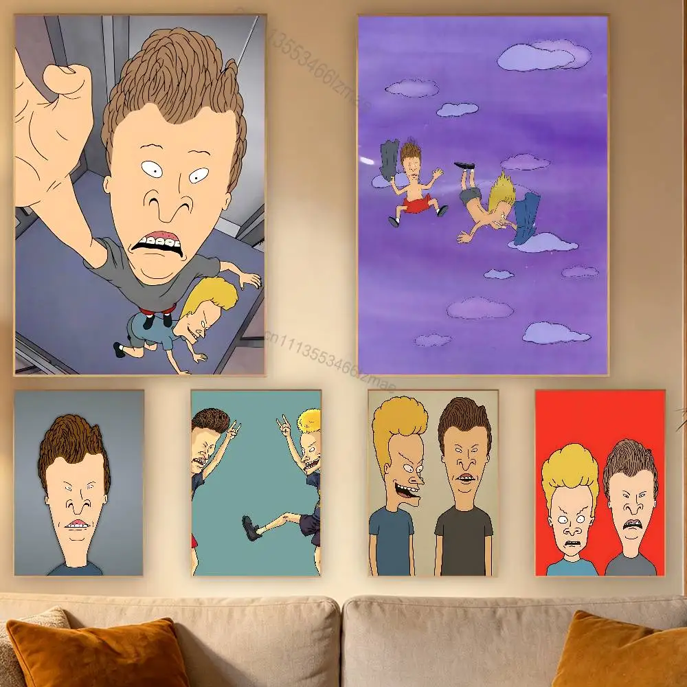 

B-Beavis and Butt H-Head Poster Wall For Sticky Decoration Waterproof Home Living Room Bedroom Bar