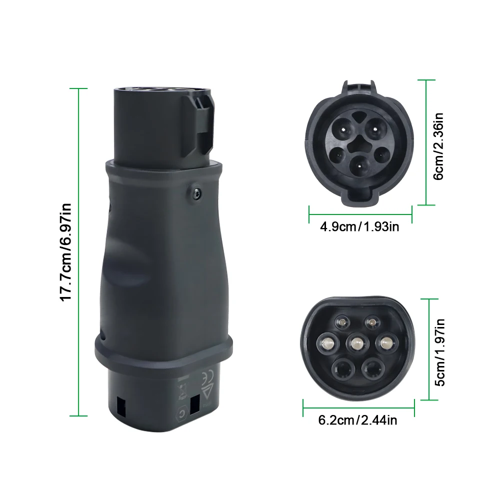 Isigma 32A 7.2kw Type1 to Type2 Electric Vehicle Charging Connector SAE J1772 to IEC 62196-2 EV Charger Converter Adapter view 5