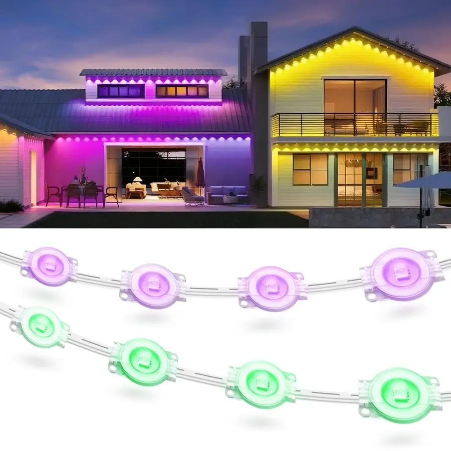 200ft Permanent Outdoor Lights for House, 2025 Smart RGB LED Outside Lights with APP Remote Control, IP67 Waterproof Eternity Ea