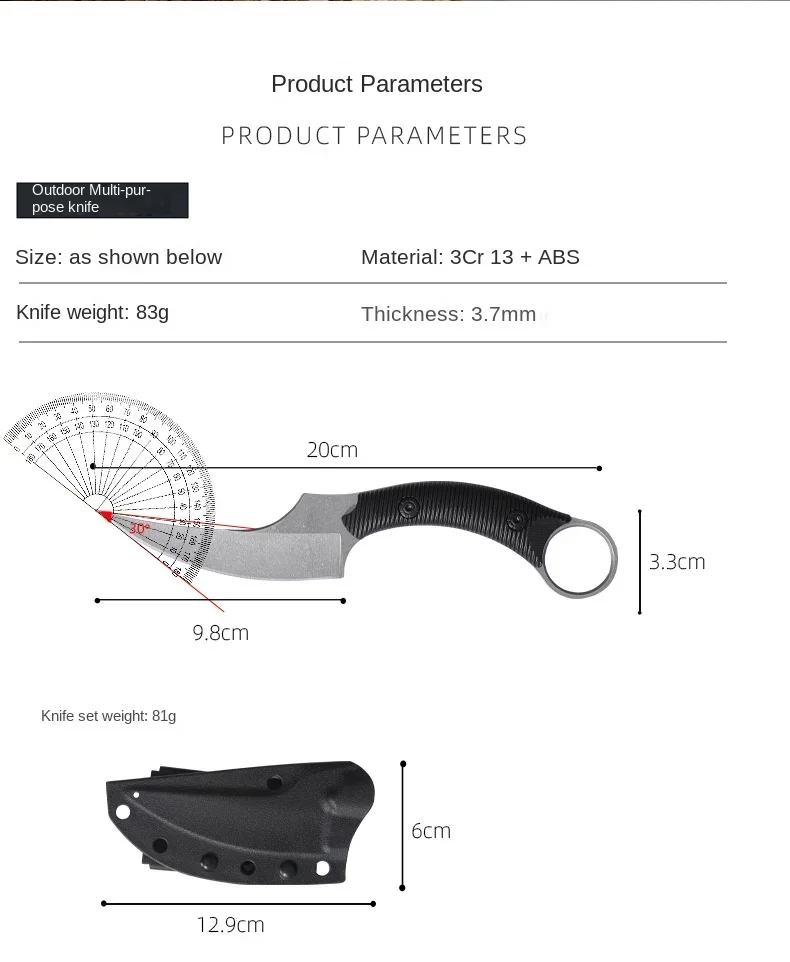 New outdoor camping straight knife, high hardness sharp multi-purpose self-defense knife, outdoor survival knife