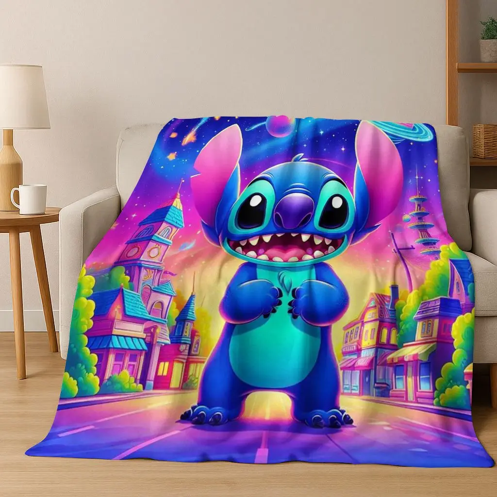 Manta de franela con dibujos de monstruos de Lilo & Stitch en 3D, manta suave y cálida para dormitorio, sala de estar, cama, viaje, regalo de Picnic