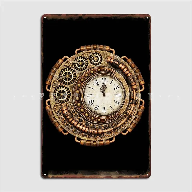Steam Punk Clock Metal Sign Custom Wall Decor Bar Cave pub Tin sign Posters