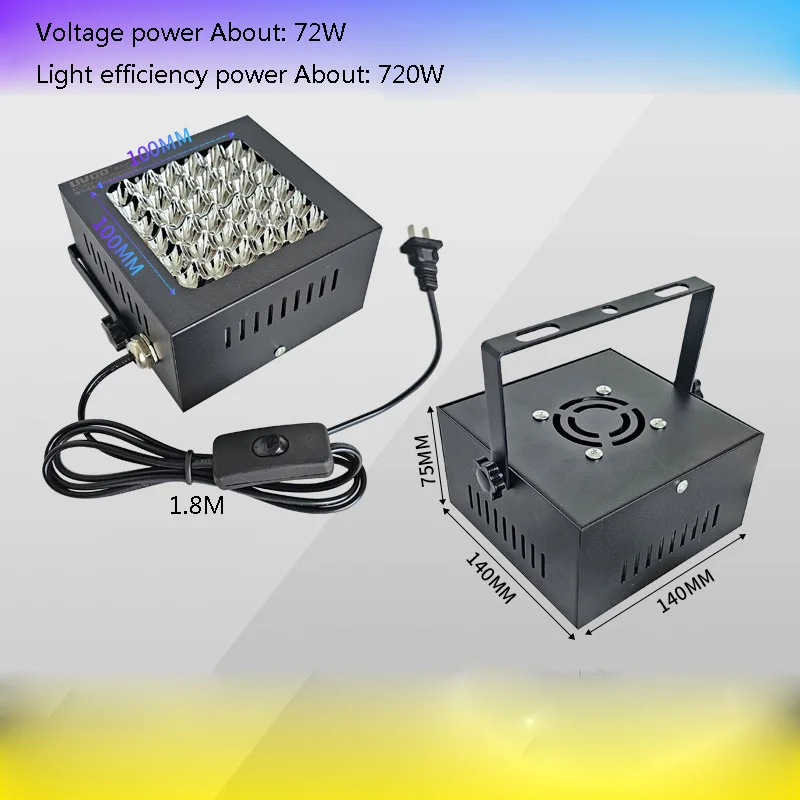 Lâmpada de cura UV de alta intensidade, verniz sem cola, tela de impressão de tinta verde, CA 110V-220V, 720W, 395nm, 405nm, 365nm