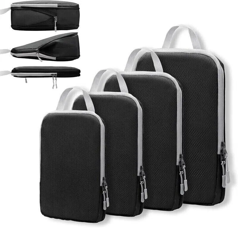 

4Pcs Travel Storage Bag Compressible Packing Cubes Carry Travel Suitcase Luggage Organizer Foldable Waterproof Handbagtravel Bag