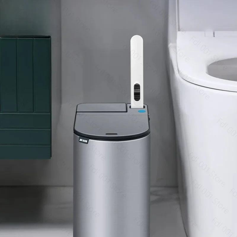 Intelligent induction trash can, sanitary with lid, disposable toilet brush, waterproof bathroom narrow bucket