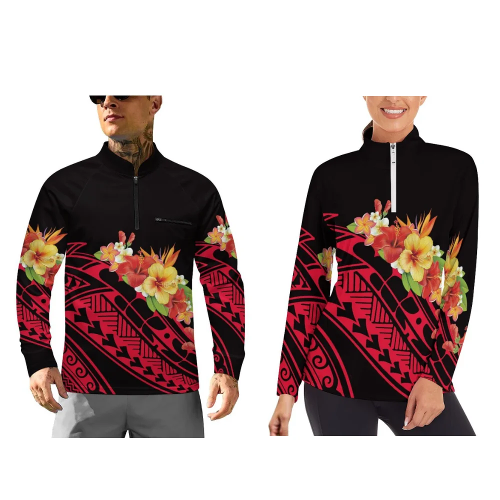 Polynesian Long-Sleeved Sports Couple Wear Autumn And Winter Sportswear Home Fitness Sportswear Customizable Patterns