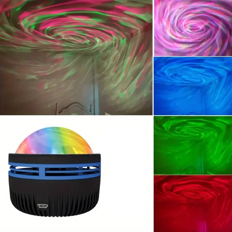 Multifunctional Remote Control Vortex Starry Sky Projection Lamp, Creative Aurora Dynamic Bedroom Atmosphere Projection Decorati