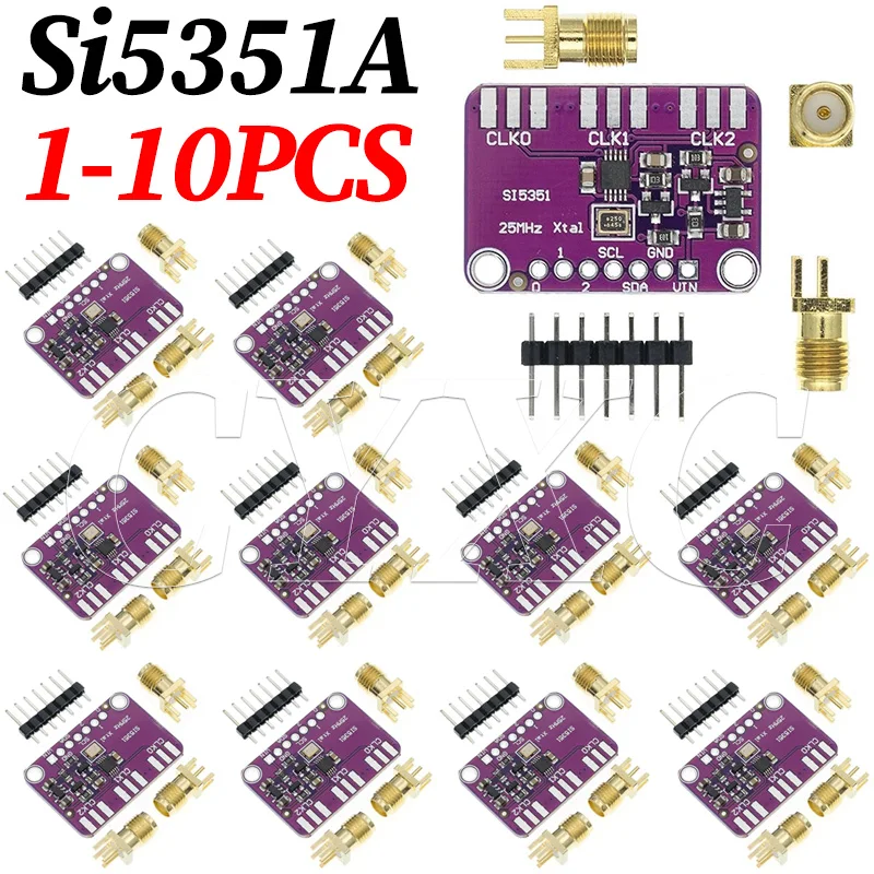 1-10PCS DC 3V-5V Si5351A Si5351 I2C Clock Generator Breakout Board Module Si 5351 A Signal Generator Clock 8KHz-160MHz