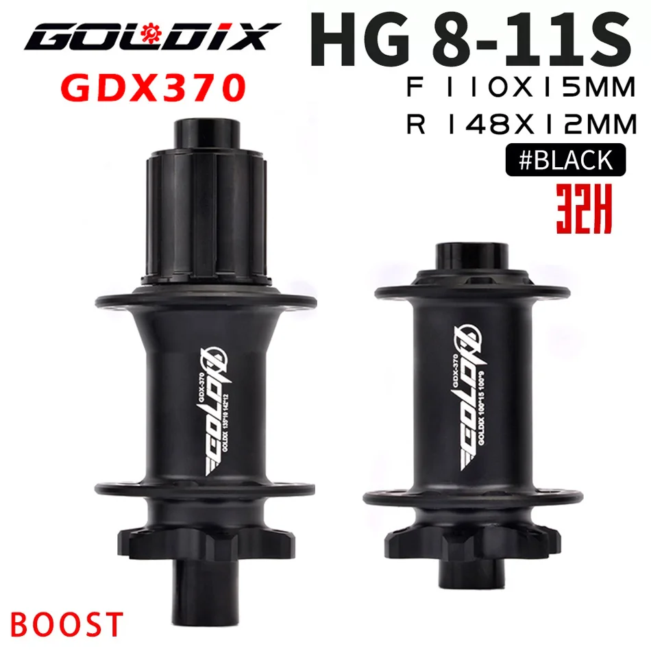 GOLDIX GDX370 Nabe Ratsche 36T HG XD MS Scheibenkarte Bremse Mountainbike Nabenlager Fahrradnaben 32 Löcher Schwarz 8/9/10/11/12 Geschwindigkeit