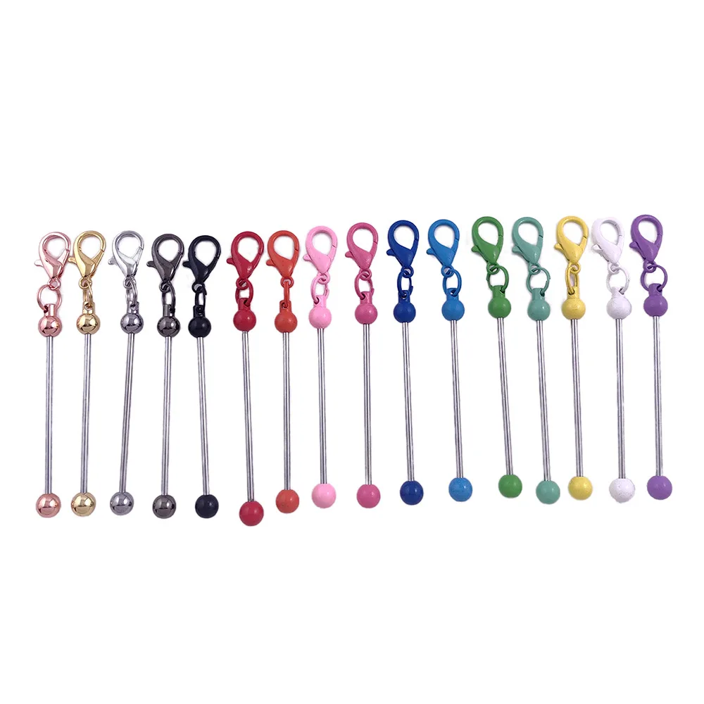 10PCS Colorful Color Stock Metal Alloy Beaded Keychain Rings Bar DIY  Beadable for Gifts School Office Supplies Jewelry