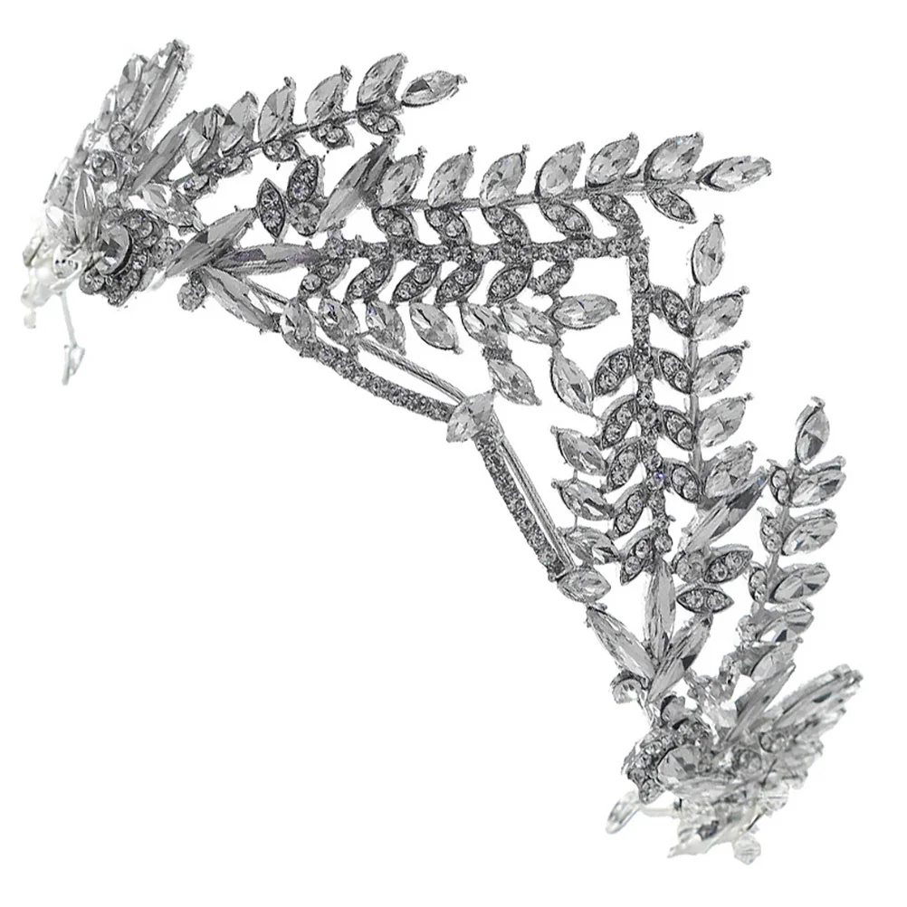 

1 pc Rhinestone Crown Alloy Hair Hoop For Wedding Festival Party Olive Branch Baroque Style Crystal Headband Hair Jewelry