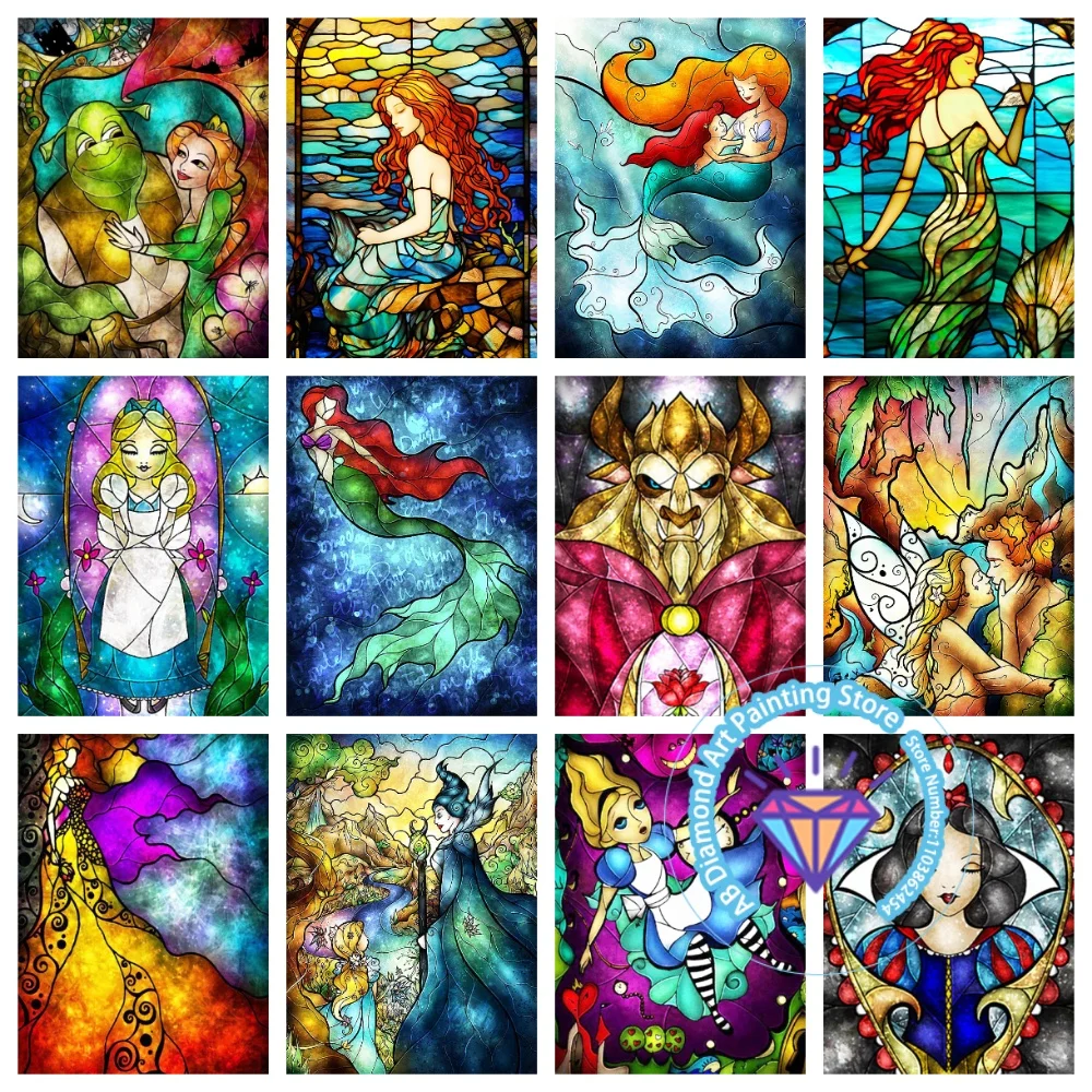

Cartoon Princess Frozen Mermaid AB Diamond Painting Kit Square Round Diamond 5D DIY Mosaic Handmade Art Unique Gift Home Decor