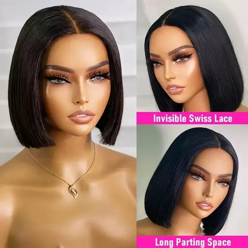 2026 New Wear And Go Glueless Straight Bob Human Hair Front Wigs Upgraded Pre Plucked For Women
